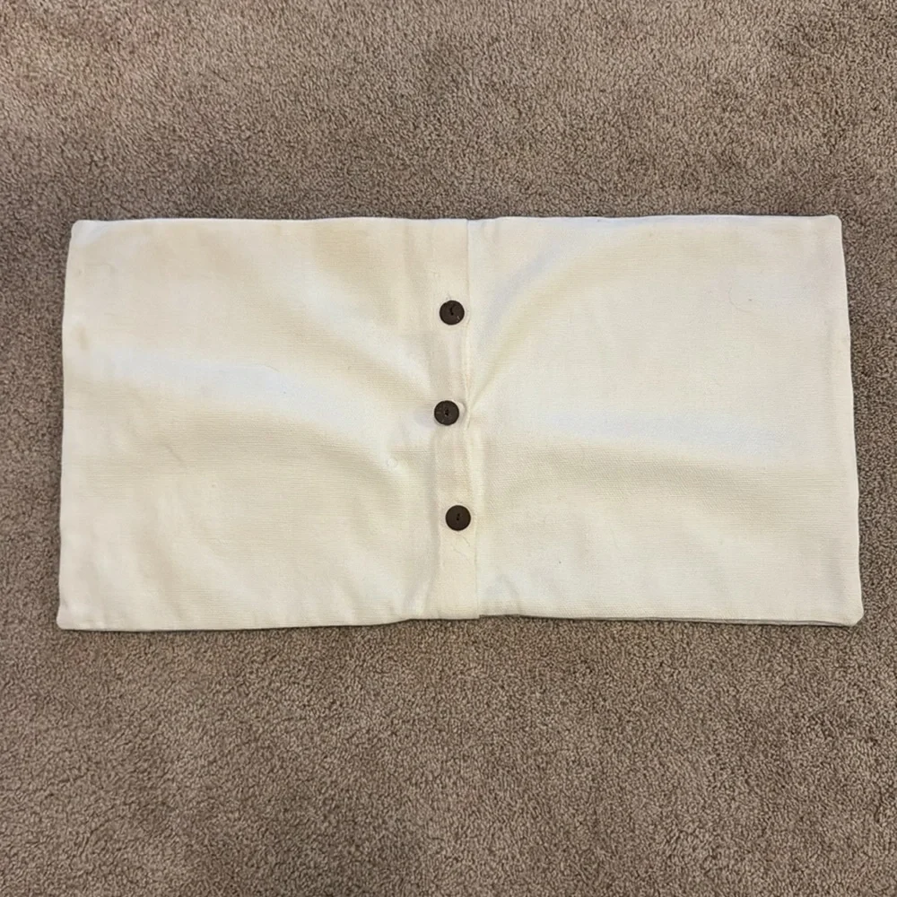 West Elm Abstract Gray and Cream Pillow Cover - 14in x 26in